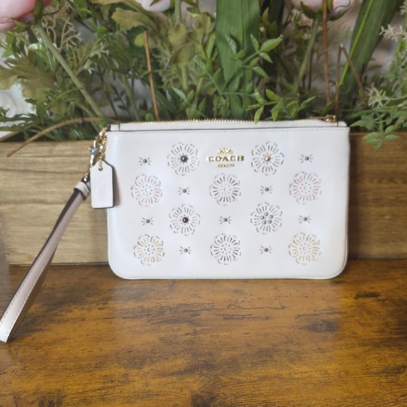 Coach Handbags - Coach Tea Rose Large Clutch